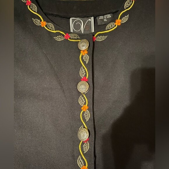 Vintage Valencia Vest XL Unique details Black Cotton - Picture 5 of 6